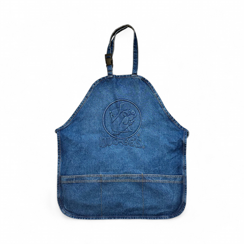 Blue Apron With Embossed Buc-ee's Logo Design