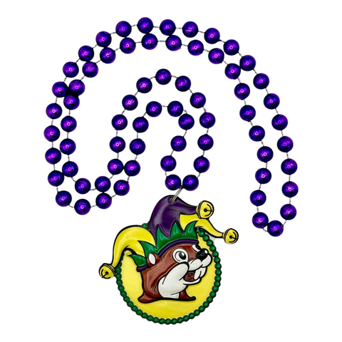 Buc-ee’s Mardi Gras Beads – Purple with Beaver Pendant