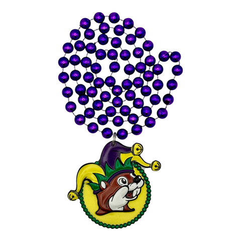 Buc-ee’s Mardi Gras Beads – Purple with Beaver Pendant