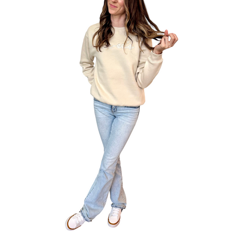 Buc-ee's Adult Fleece Crew - Off-White