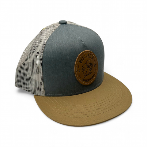 Adult Classic Snapback Hat With Rounded Brim in Gray-Blue & Brown