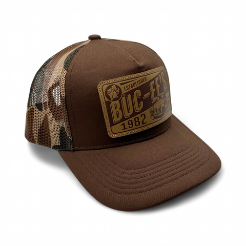 Adult Classic Brown Snapback Hat with Camo