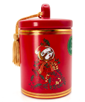 Red candy container - filled with holiday spiced cider candy