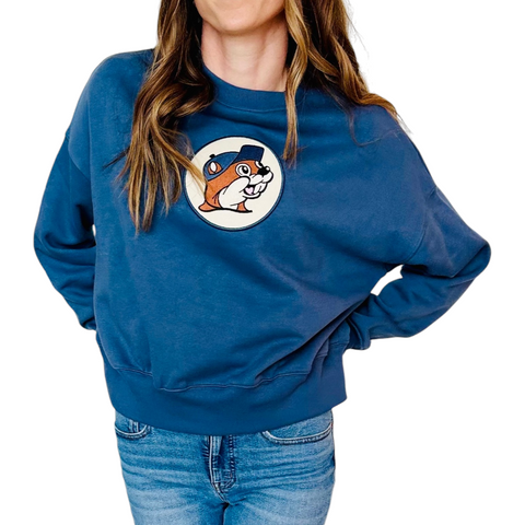 Adult Blue Oversized Crew Sweatshirt