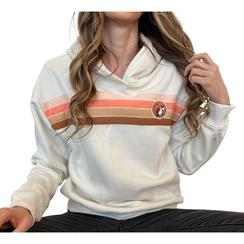 Buc-ee’s Striped Hoodie – Cream Retro Pullover