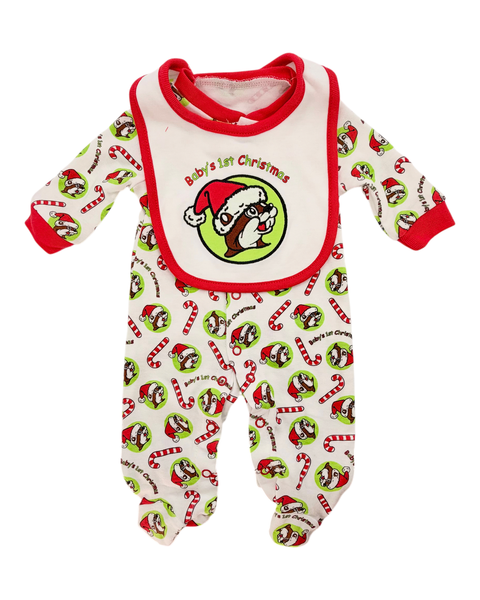 White infant onesie - Baby's First Christmas design