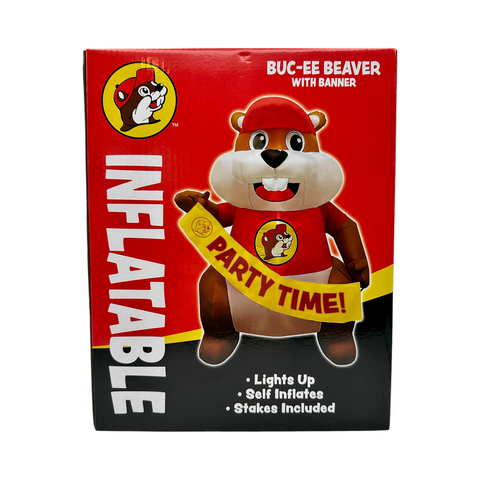 Inflatable Buc-ee’s Beaver with Banner - Light-Up, Self-Inflating Fun