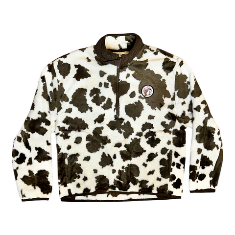 Youth Cow Print Sherpa  1/2 Zip Jacket