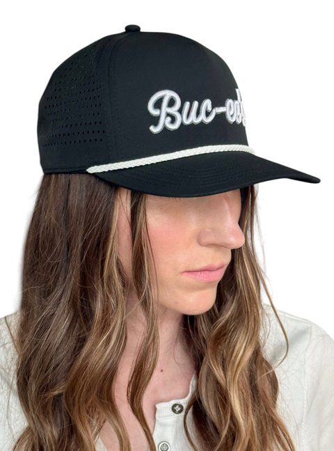 Buc-ee's Black Snapback Rope Brim Hat