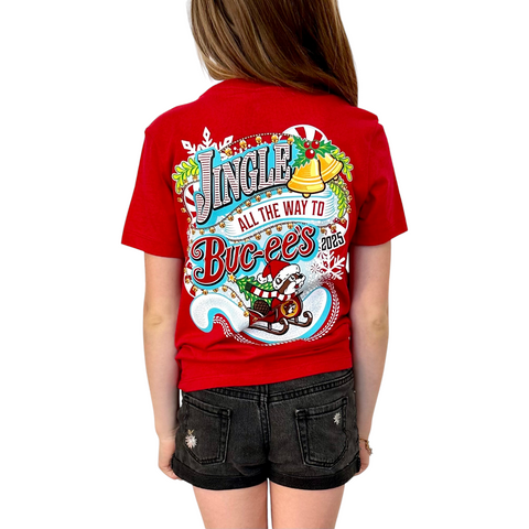 Buc-ee's Youth Christmas 2025 Red T-Shirt