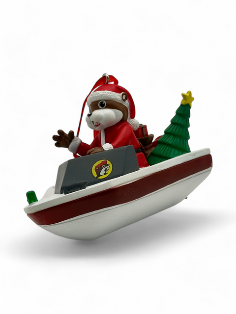 Santa Beaver Boat Ornament