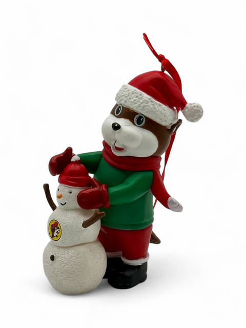 Beaver With Snowman Ornament