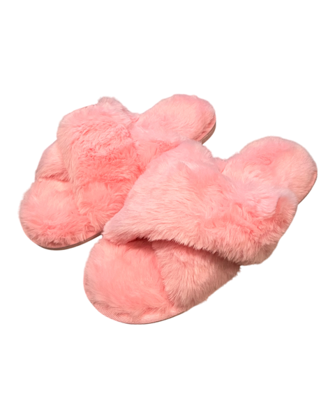 Pink furry slippers - playful design for home wear