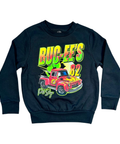Black youth fleece crew - soft cotton blend