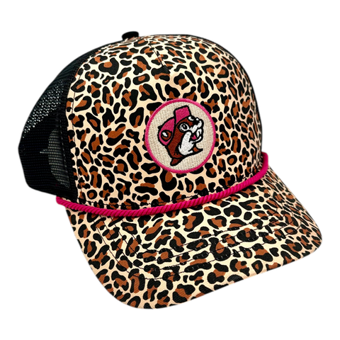 Buc-ee's pink leopard hat - stylish pink rope detail
