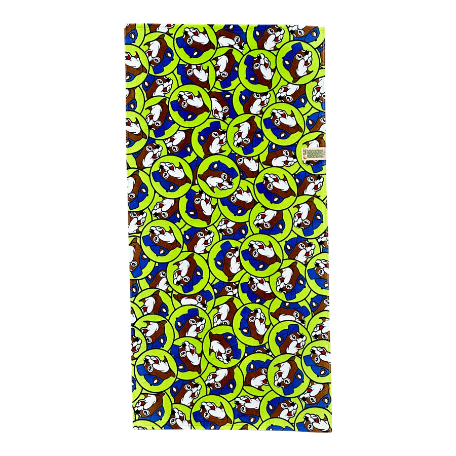 Buc-ee's Lime Mania towel - 32x64 inches, cotton material