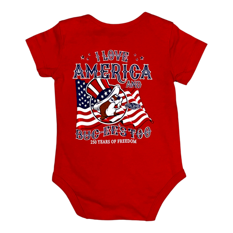 Buc-ee's red infant onesie - 4th of July design