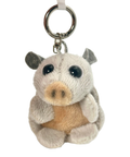 Gray and beige novelty keychain - playful armadillo design