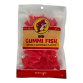 Red gummi fish candy - naturally and artificially flavored