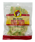 Green and yellow candy belts - chewy and sour