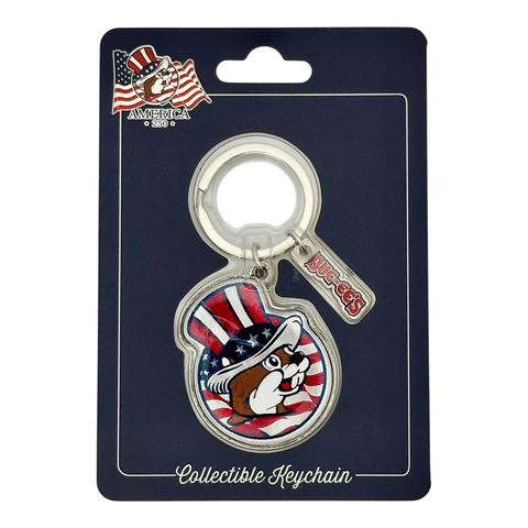 Buc-ee's multicolored keychain - patriotic design charm