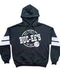 Black hoodie with striped sleeves - comfortable cotton blend