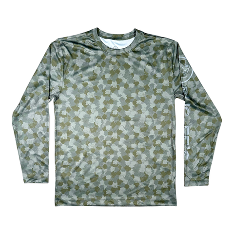 Buc-ee's camo men's long sleeve performance shirt - lightweight fabric