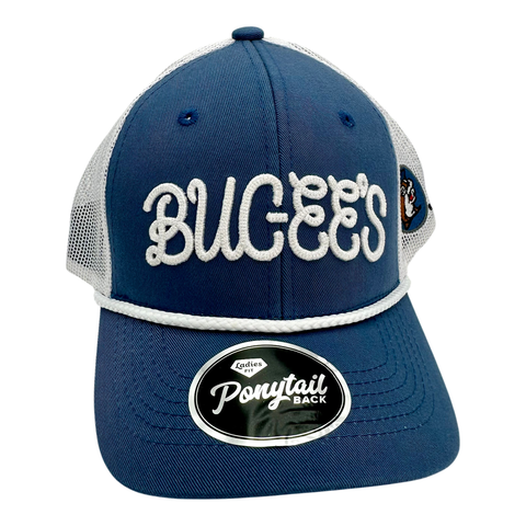 Navy blue hat - ponytail back design for comfort