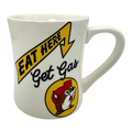 White ceramic mug - playful diner design