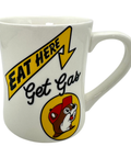 White ceramic mug - playful diner design