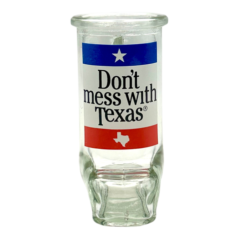 Clear shot glass - "Don't mess with Texas" printed design