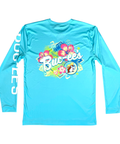 Buc-ee's turquoise long-sleeve shirt - tropical design