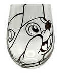 Clear stemless wine glass - playful design