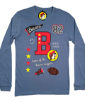 Blue long sleeve tee - graffiti style design