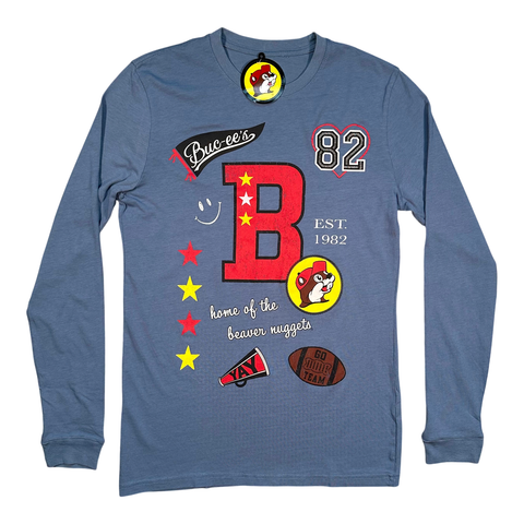 Blue long sleeve tee - graffiti style design