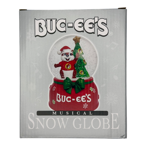 Red and green musical snow globe - plays "We Wish You a Merry Christmas"