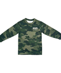 Camo green youth long sleeve tee - soft cotton material