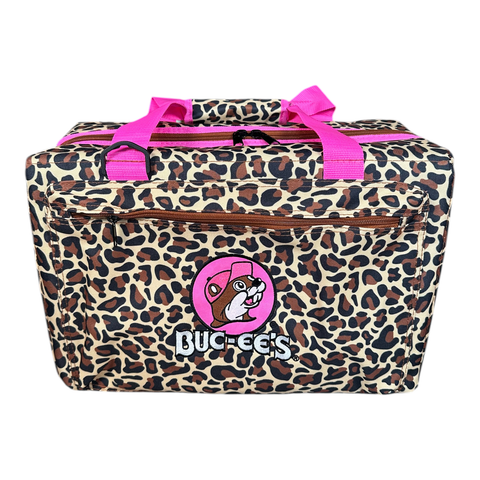 Buc-ee's pink leopard cooler - durable 600D polyester
