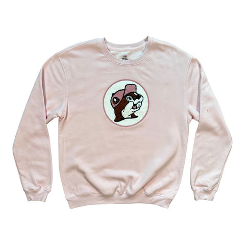 Pink crew sweater - soft chenille material