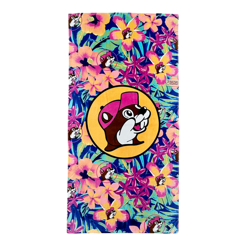 Buc-ee's tropical floral towel - 35x70 inches, cotton material