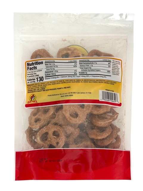 Buc-ee's flavored pretzels - cinnamon roll - 8 oz bag
