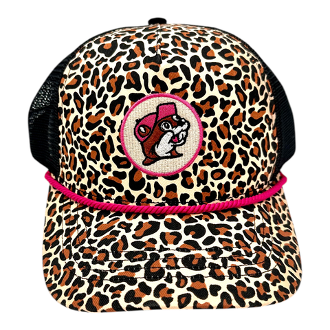 Buc-ee's pink leopard hat - breathable black mesh back
