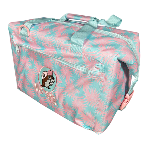 Buc-ee's 24-can cooler with vibrant palm design