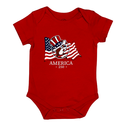 Buc-ee's red onesie - patriotic baby apparel