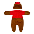 Red and brown union suit - fun design for babies