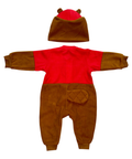 Red and brown union suit - fun design for babies