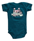 Teal infant onesie - playful design