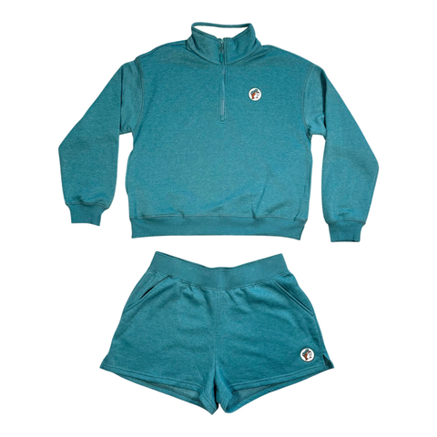 Teal fleece pullover - modern style