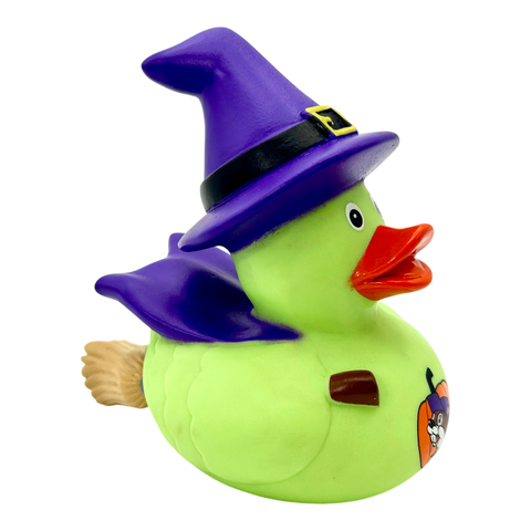 Halloween-themed rubber ducky - green with witch hat