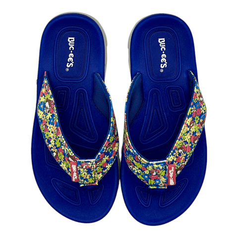 Buc-ee's Kid Flip Flop Sandals - Blue Floral